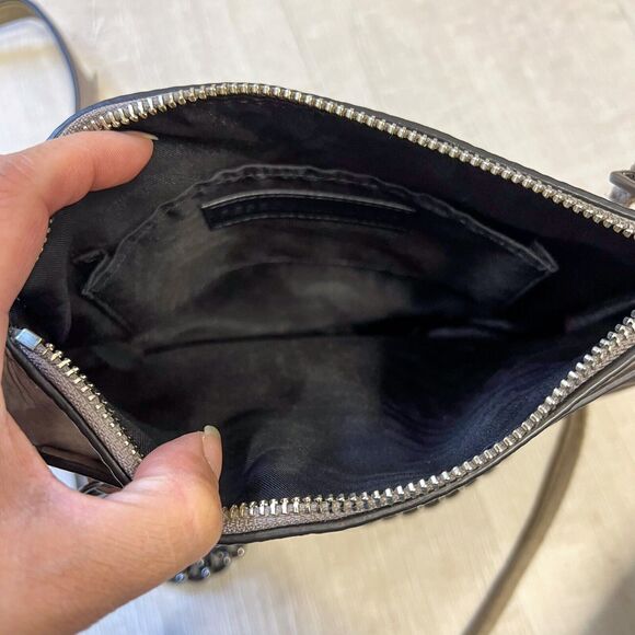 Rebecca Minkoff Avery Gray Tan Leather Suede Zip Crossbody Shoulder Bag Clutch - Picture 8 of 12